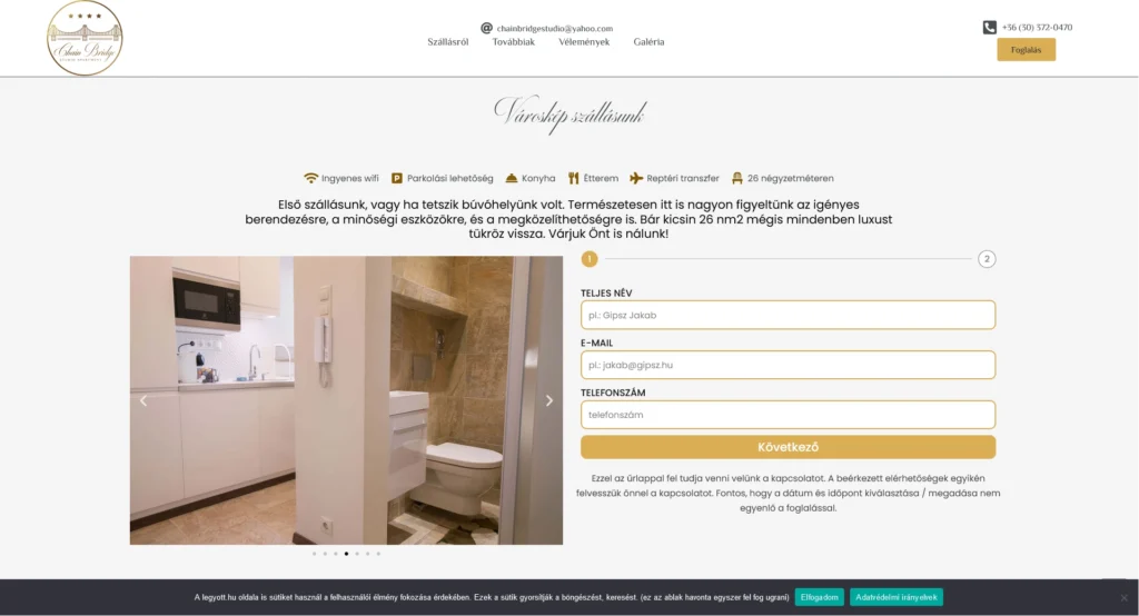 Apartman foglalás weboldal.