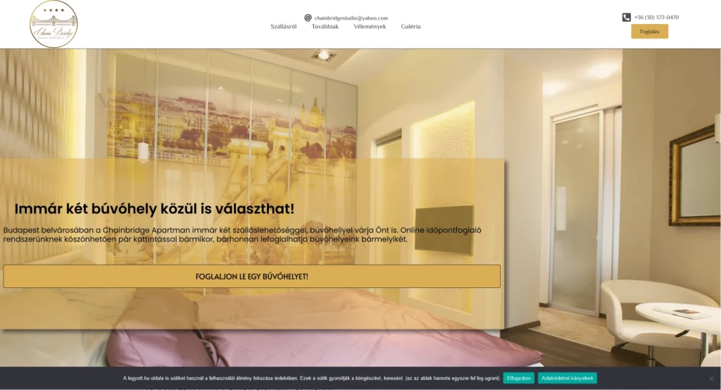 Apartman foglalás weboldal.