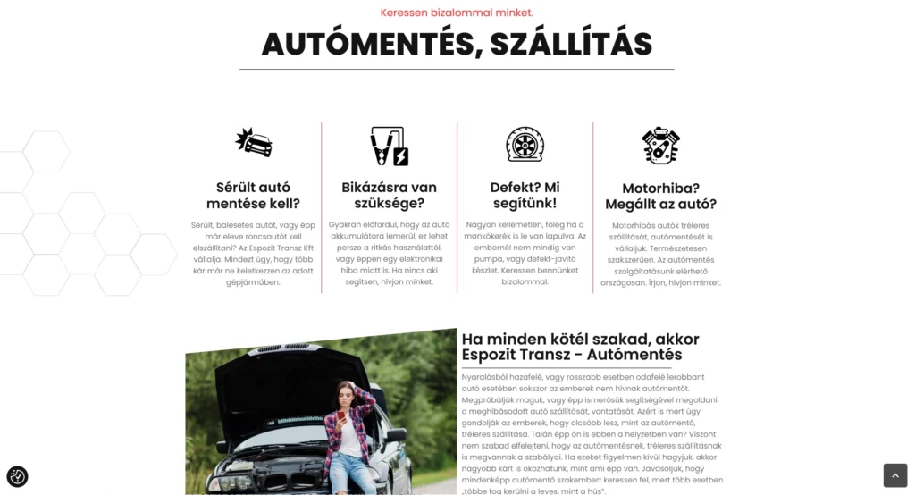 Autómentő vállalkozás hivatalos weboldala. PixelBay vállalja weboldal vagy webshop készítési megbízásait egyaránt.